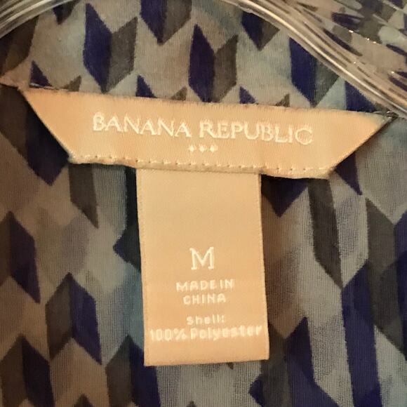 Banana Republic Blouse Womens Lightweight Houndstooth Pleated Grey Blue Purple M - Picture 3 of 8